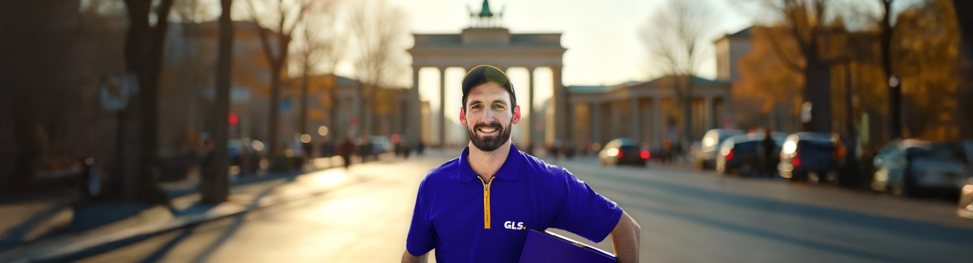 Versand nach Deutschland mit GLS - Zusteller am Brandenburger Tor Versand nach Deutschland mit GLS - Zusteller am Brandenburger Tor
