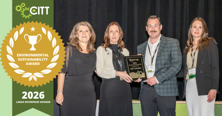 Melanie Camara, Director of Environment and Sustainability, and Kyle MacLeod, Executive Vice President, Western Canada, accepting CITT's Environmental Sustainability Award.