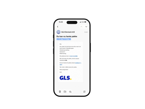 GLS hentekode på e-mail