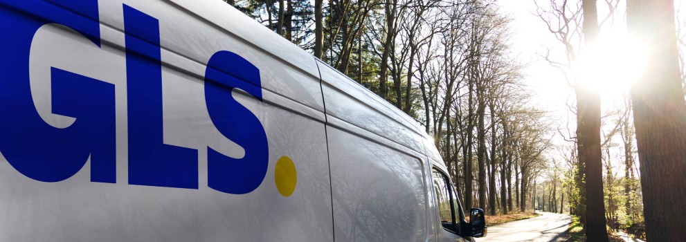 GLS van driving in woods