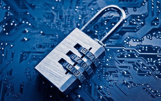 Lock on a blue surface
