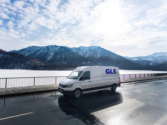 GLS delivery van at road